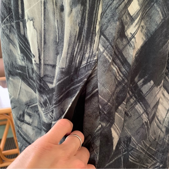Martin+Osa gray silk abstract brush stroke print halter dress with pockets Sz 12 - Picture 5 of 6
